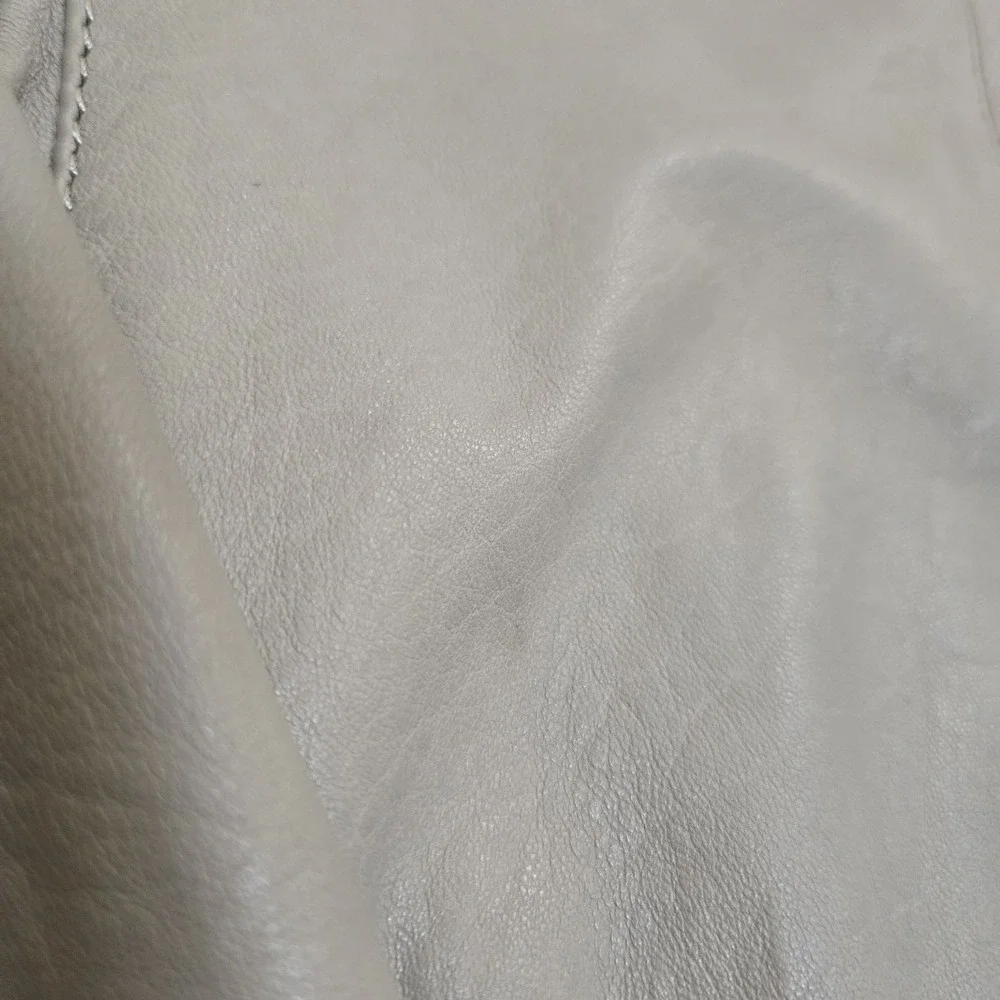 Bod & Christensen Notched Leather Jacket Blazer Single Button Grey Chic Womens L
